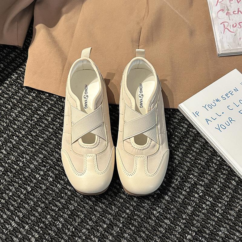 Stylish Retro Design Cross-band Elastic Mary Jane Shoes Summer and Autumn Ballet Style Women's Wedge Heel Single Shoes Tide