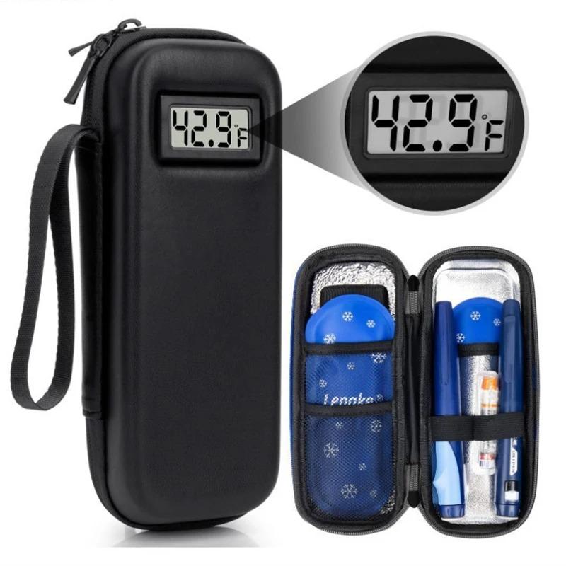 Insulin Cooler Travel Case Mini Insulin Cooler Bag Heat Insulation Temperature Display Medicine Diabetic Supplies Travel Case