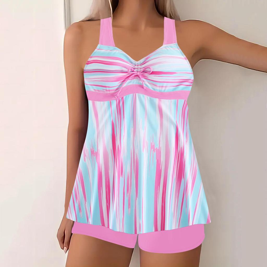European-American Printed Spring Bikini 2025: Conservative Skirt-Style Women's Swimsuit.