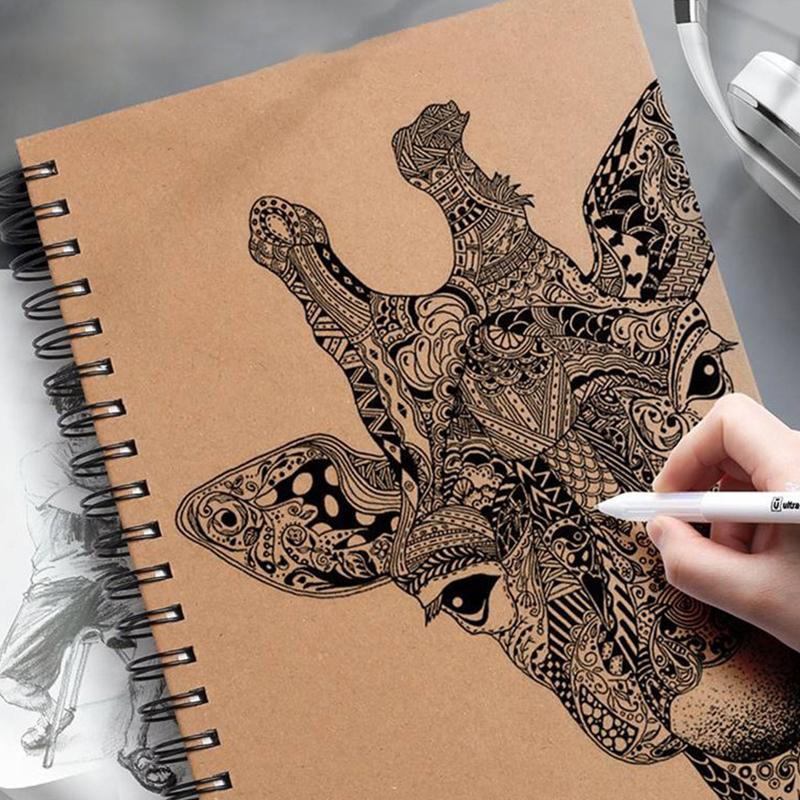 8K/16K Sketchbook Thick Paper Brown Spiral Notebook Professional Artist Graffiti Painting Book Art School Stationery