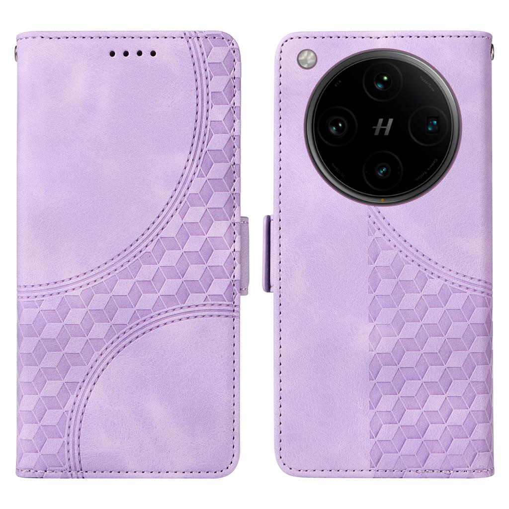 For Oppo Find X8 Pro 5G Case PU Leather Phone Cover Rhombus Starry Imprinted