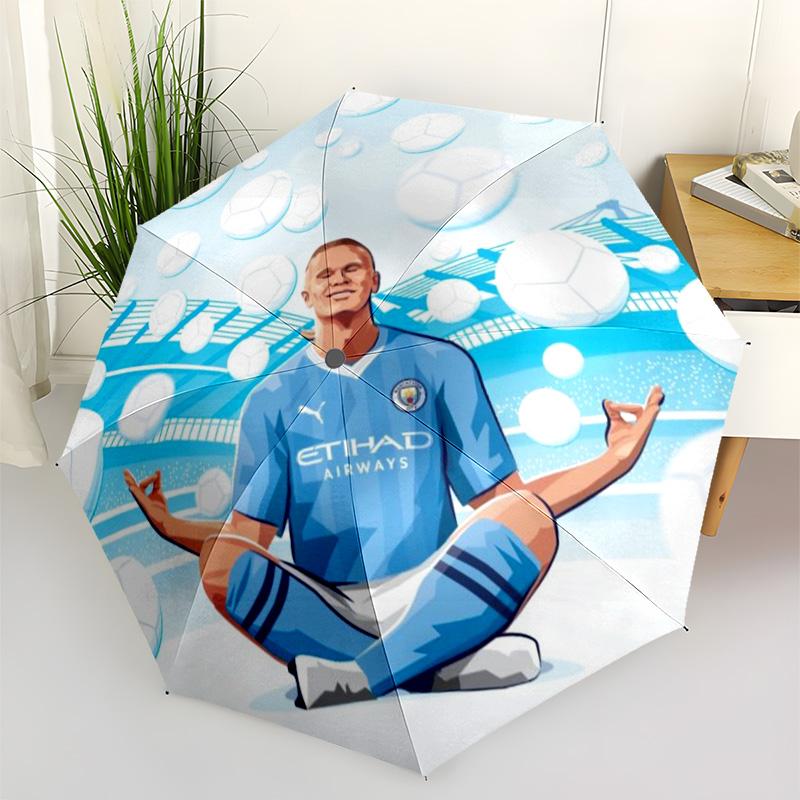 Soccer Player Action Outdoor Automatic Umbrella Compact 8-Rib Lightweight Compact Design Travel Essential Fashion Lovers Gift for Festivals