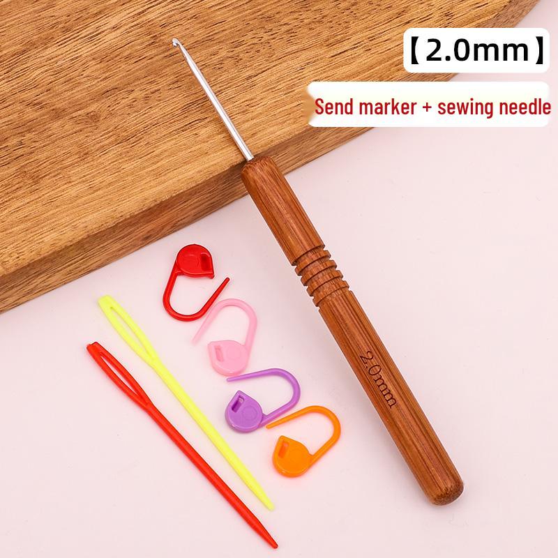 Set croșete din lemn rotunde pentru proiecte cu fir: Pulover, Păpușă, Papuci de casă și Pachet Material Tricotat