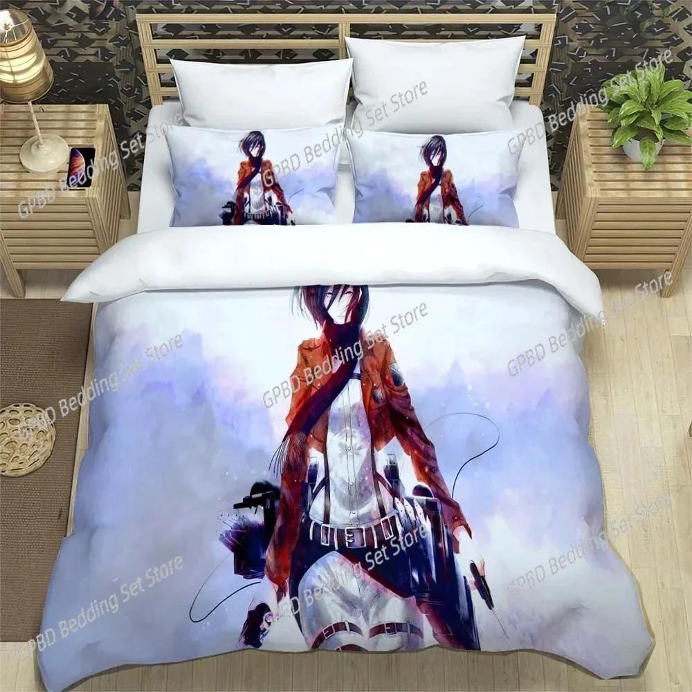 Attack On Titan Printed Polyester Bedding Bedding Set Quilt Cover Pillowcase Soft And Comfortable Customizable