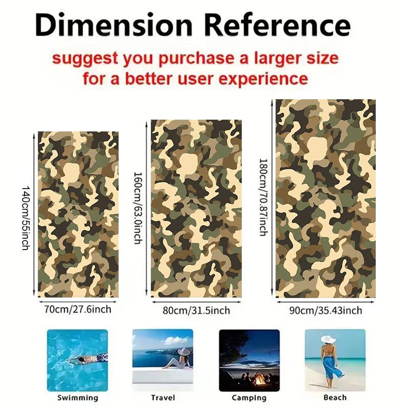 Serviette de plage surdimensionnée de luxe Camouflage pour piscine, plage, complexe hôtelier, vacances, tropicale, imperméable, séchage rapide, accessoires de voyage 80x160cm