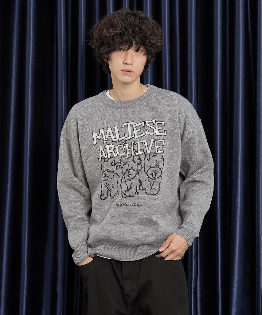 WAIKEI Maltese Archive Line Graphic Knit Ver.2 Gray