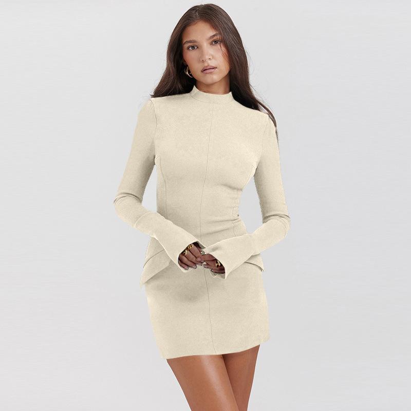 Autumn Fashion Sexy Hot Girl Hip Hugging Dresses Elegant Temperament Slim Long Sleeve Women's Dresses