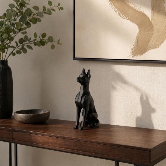 Yousheng 3D Printed Sitting Dog Figurine, Modern Minimalist Dog Statue, Animal Sculpture Decoration for Home Office Desk, Gift for