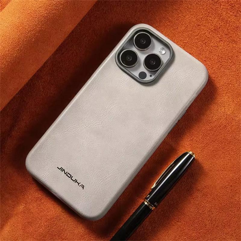 

Роскошный ультратонкий кожаный чехол Magsafe для iPhone 16 15 14 13 12 11 Pro Max Plus противоударный бампер деловой чехол iPhone 14 Pro серый