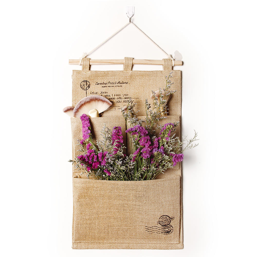 homecube linen cotton fabric wall door cloth hanging storage bolsa case 5 pocket home organizer