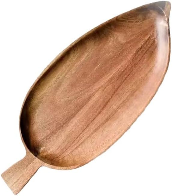 

Leaf-Shaped Wood Sushi Serving Tray Japanese Style Food Plate for Snacks Sashimi for Parties Restaurants Design Sturdy Material