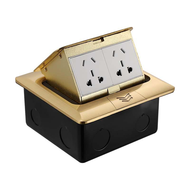 145 Aluminum Waterproof Floor Socket, Euro/French/British Standard Double Socket, Pop-up Design