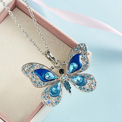 Frauen Ölgemälde Strass eingelegte Schleife Legierung Halskette Schmuck Geschenk