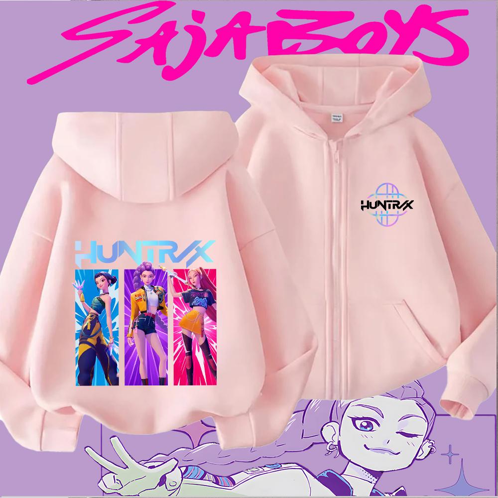 

Худи на молнии для девочек Huntrix с мультяшным принтом, повседневный свитшот с длинным рукавом для детей 110