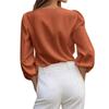 Women's Fashionable Casual Loose-Fitting Stylish Button-Down V-Neck Shirt Top