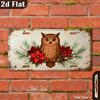 CHRISTMAS OWL POINSETTIA PINE BRANCH AL Sign Vintage Durable Metal Plaque Wall Decor Rustic Holiday Home Office Bar Man Cave