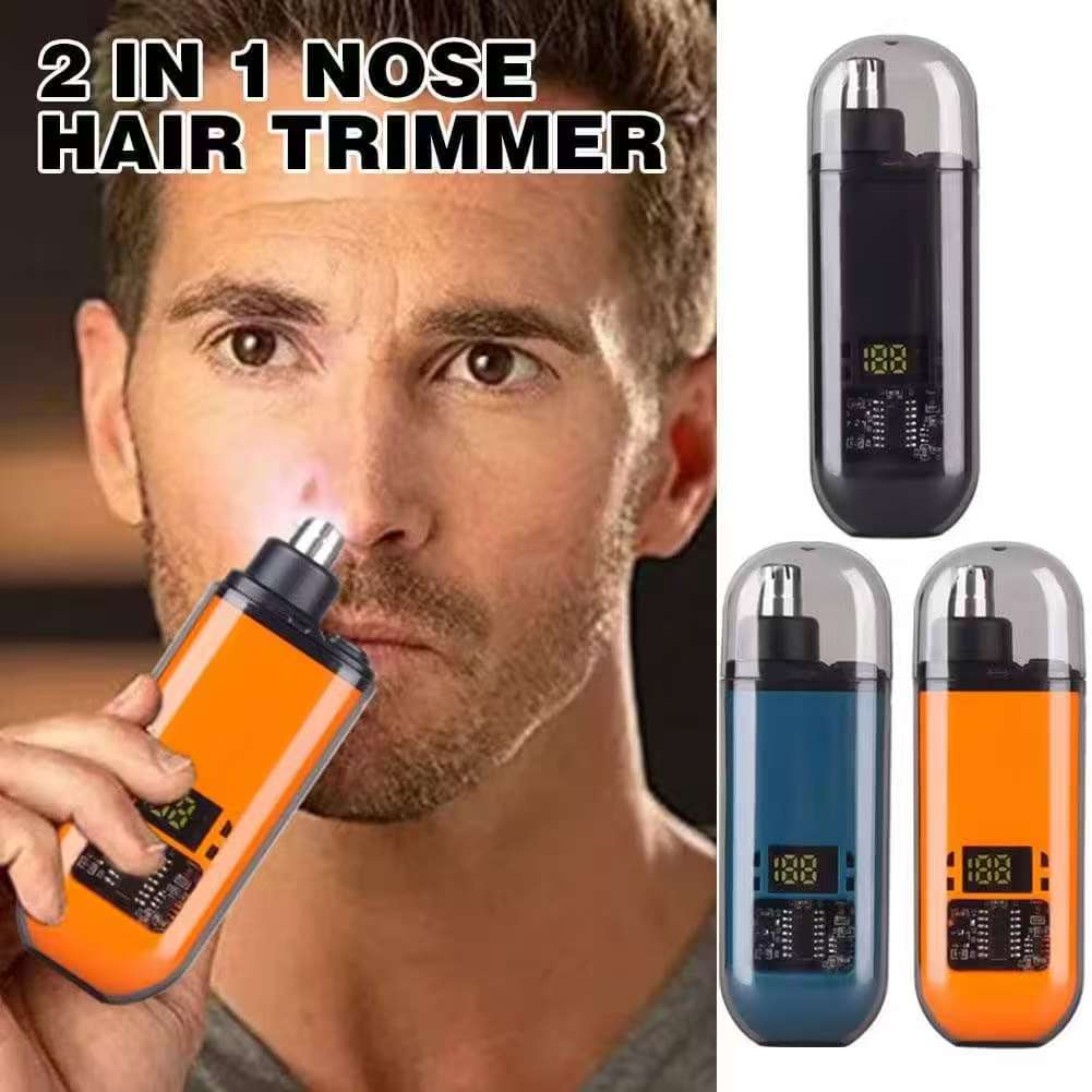 Electric Household Nose Hair Trimmer Cleaning Nostril Hair Removal Rechargeable Digital Shaver Round Head Removable
