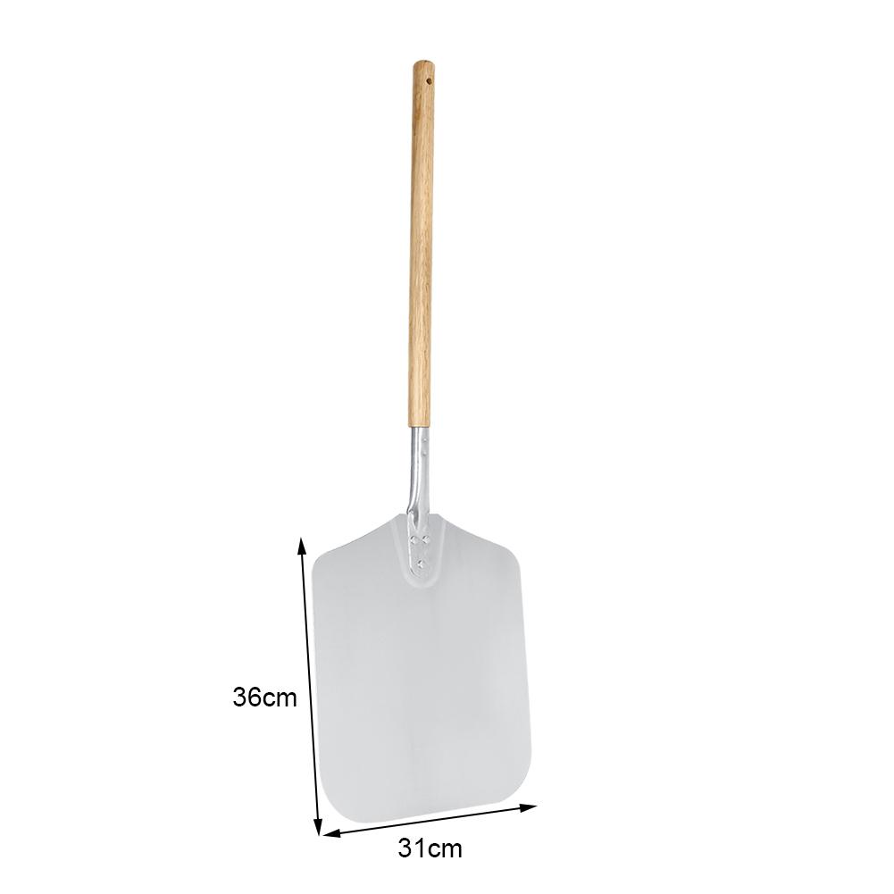 1Pc Kitchen Aluminum Alloy Pizza Peel Bakers Oven Restaurant Paddle With Wooden Handle New