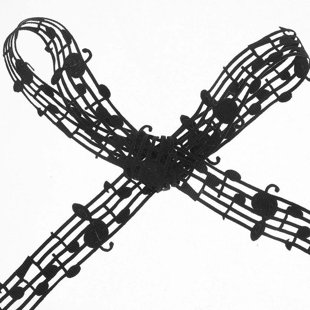Hollow Music Note Ribbon Detailed Embossed Pattern Soft Sturdy Fabric for DIY Party Wedding Wrapping Craft Decoration Supplies
