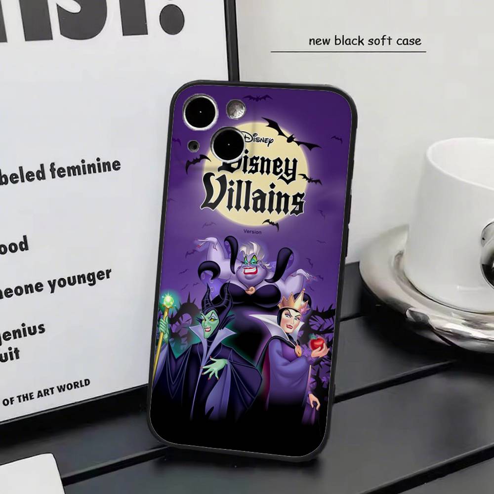 Disney Villains For iPhone 17 Air 16 15 14 13 12 11 Pro Black Soft Cover Phone Case