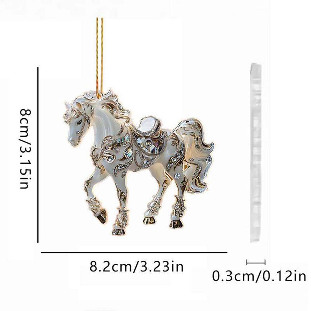 Horse Christmas Ornament Acrylic 2D Figurine Decor Christmas Horse Decorations for Women Girl Home Holiday Tabletop Wall Window