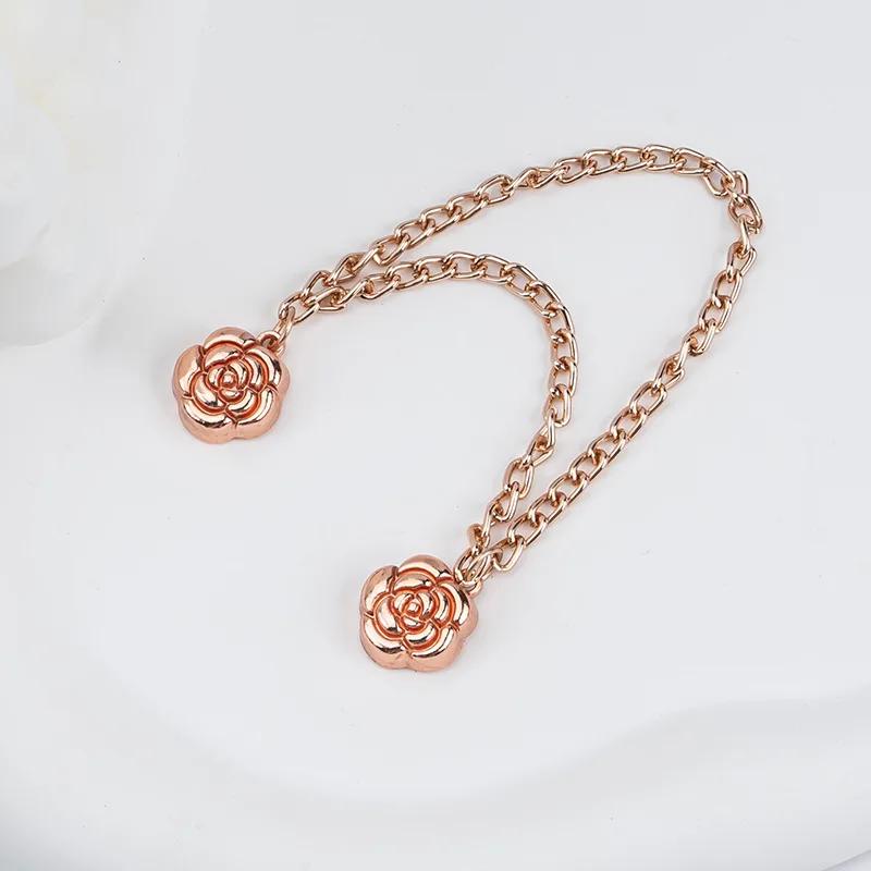 1Pc Multi-Function Magnetic Clothing Clip with Chain Metal Buttons Clip Clothes Scarf Trouser Legs Cuff Fixing Magnet Pin Decor