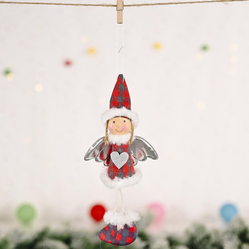

Wing Decoration Christmas Plaid Love Girl Hanging Ornaments Angel Pendant Gift Grey