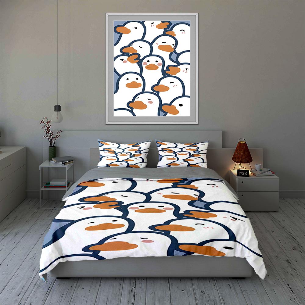 Duck faces pattern. Bedding Duvet cover sets Duvet covers Pillowcases gifts (1 * Duvet Cover 2 * Pillowcases, without duvet insert)