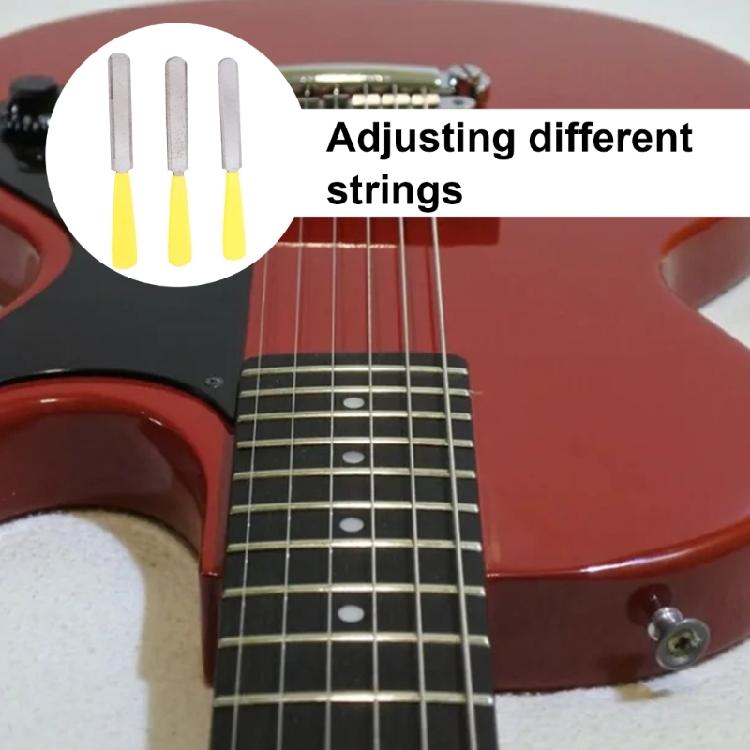 Double Edge Nut Slotting File Set Fret Crowning File for Bass Guitar Set of 3Pcs