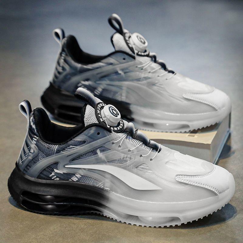 Rotating button men's shoes spring 2025 air cushion shock absorption junior high school students sports shoes teenagers older children running dad s