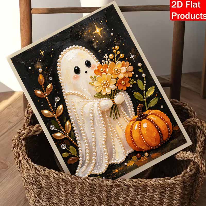 Halloween Pearl Painting Art Kit Ghost Floral Pumpkin Handmade Diy Home Decorations