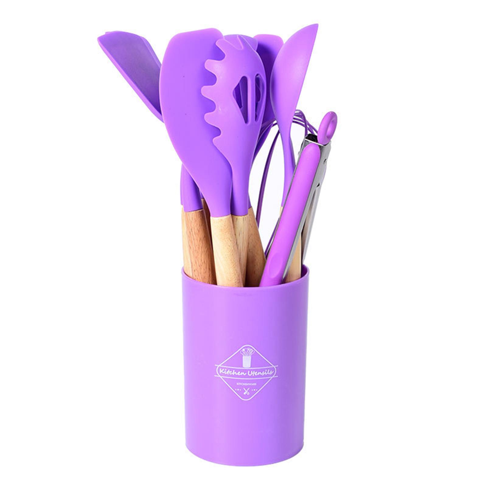 

11pcs Silicone Cooking Utensils Set Soft Colorful Cooking Tool With Box For Kitchen Cooking фиолетовый