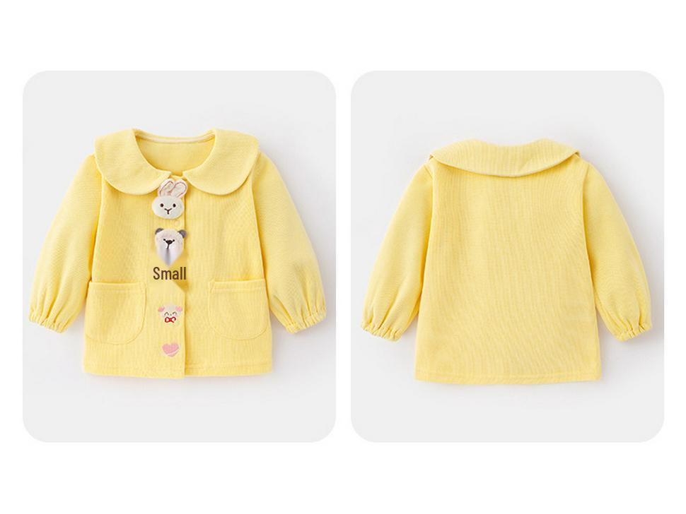 2025 Girls' Korean Style Peter Pan Collar Cardigan - Fashionable Spring/Autumn Baby Outerwear Top Set