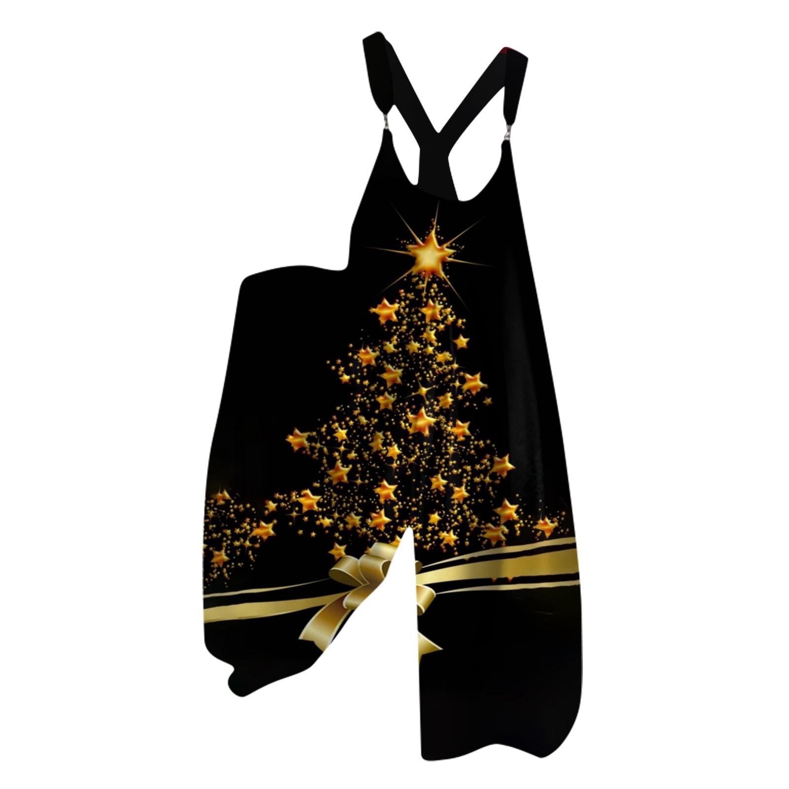 

Жіночий літній полукомбінезон, вінтажний комбінезон з різдвяним принтом (Нерегульовані лямки) XL помаранчевий