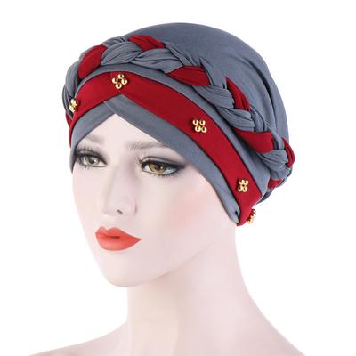 Kopftuch für muslimische Frauen Zweifarbig Baumwollzopf Turban Haube Hijab-Kappen Innen-Hijabs Femme Musulman Arabische Wickeltücher Turbantes