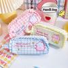 Dopamine Style Pencil Storage Bags Checkered Pencil Pouch New Stationery Bag  School Use