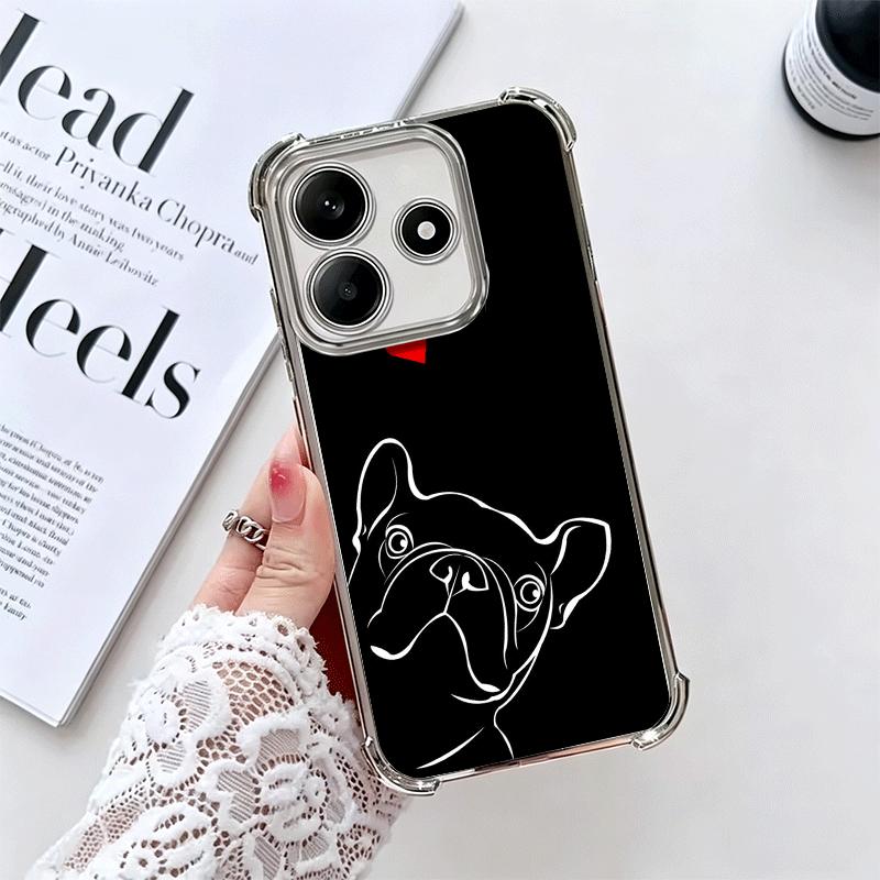 Französische Bulldogge Schwarz Design Beschichtung Handyhülle Für Xiaomi Redmi Note 14 15 Pro Plus 13 12 11 11S 11T 10 9S 9 5G Sturzfest Airaba