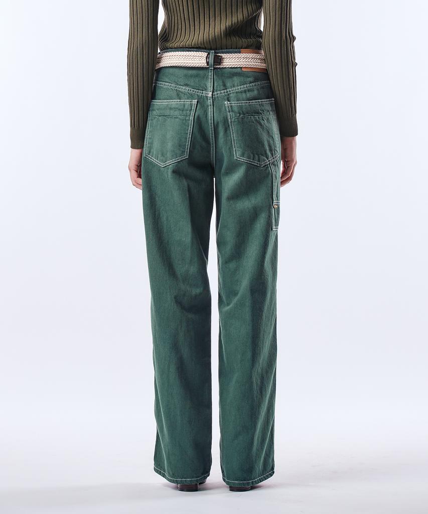 Pillogeulaem Carpenter Pigment Dyed Wide Pants_Green