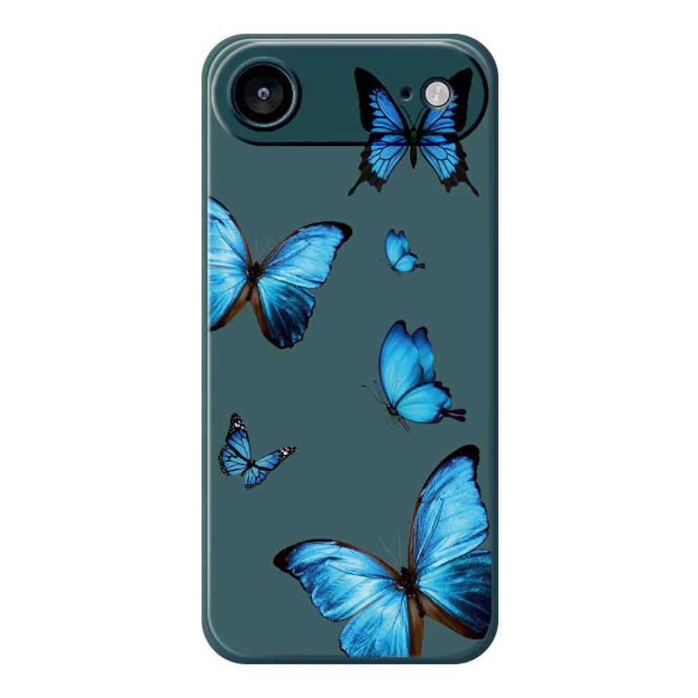 For iPhone 17 Air Case Blue Butterflies Pattern Printing Straight Edge TPU Phone Back Cover