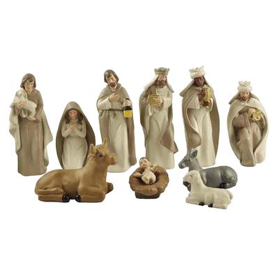 Resin Nativity Scene Set Miniature Figurines Sculpture Home Ornaments for Christmas Decoration