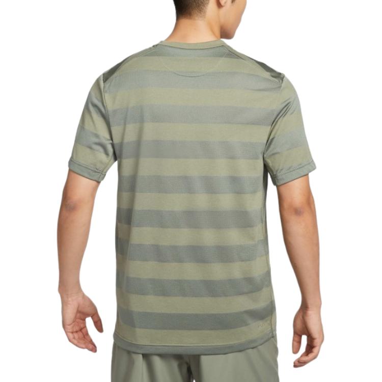 Nike Primary Stmt Ss Ext Sports Striped Breathable Short Sleeve T-Shirt Men Tops Green Gray HJ3152320