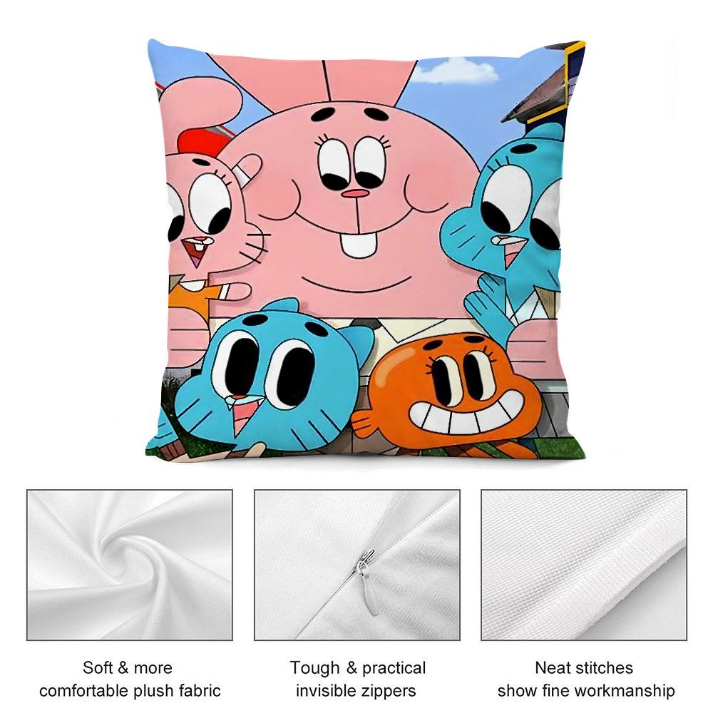 Animation Amazing World Gumball Pillow Case Short Plush Sofa Decorative Gift Home Double-sided Printing Cushion