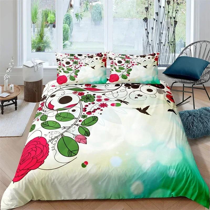 Rustic Flower White Tree Leaves Floral Comfortable Duvet Cover Pillowcase Bedding Set Children Bedroom Decoration Home Textile