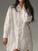 Spring Summer Casual Daily Solid Hollowed Out Button-Down Shirt