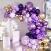 Retro Purple Metallic Gold and Balloon Arch Kit,132Pcs Latex Balloon Party Decoration,Wedding Backdrop,Birthday,Graduation