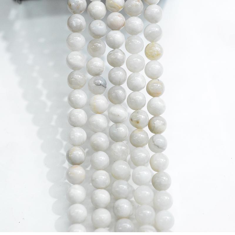 White Crazy Agates Round Natural Loose Stone Beads for Jewelry Making DIY Charm Bracelet 15'' Strand 4/6/8/10/12mm