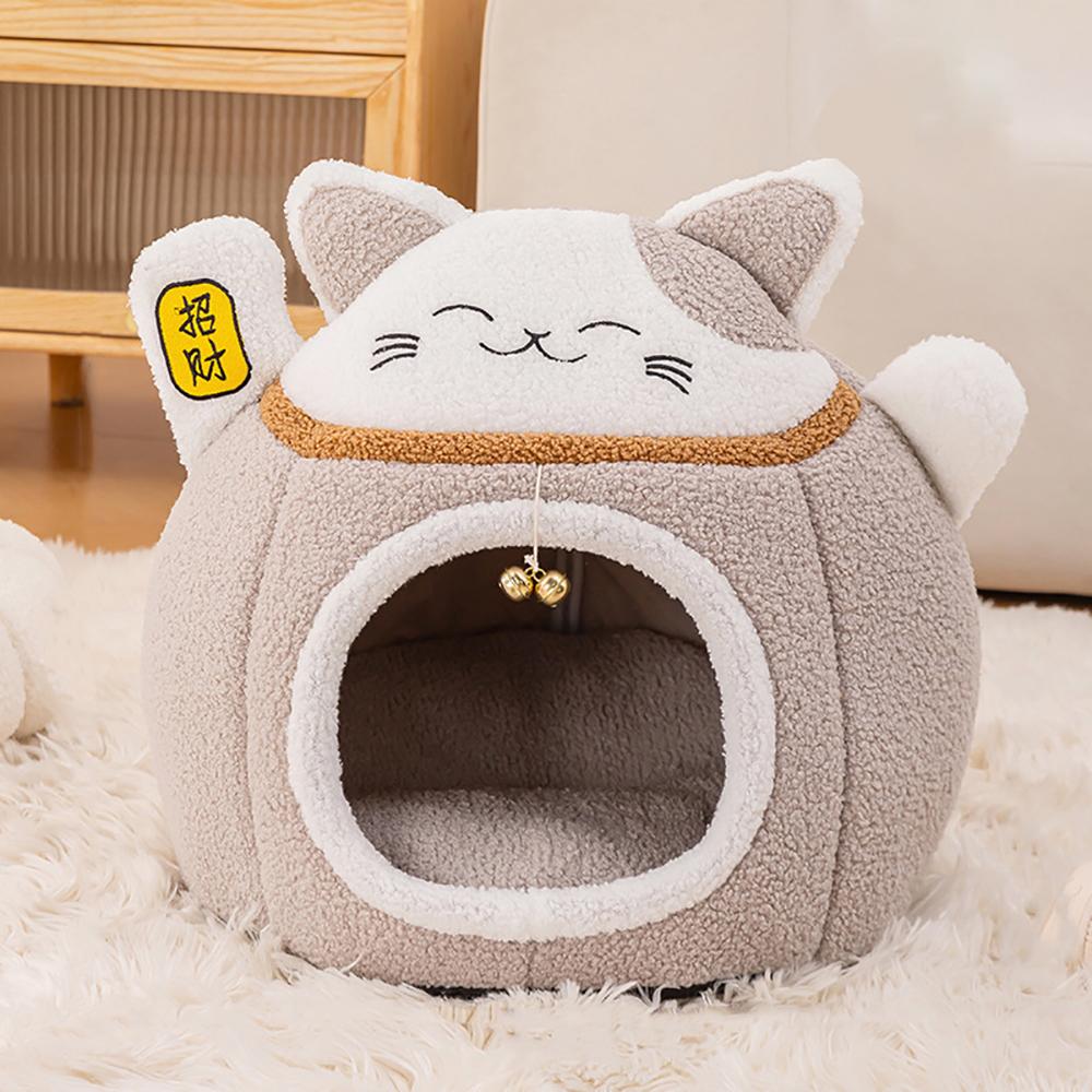 

Winter warm enclosed plush circular pet nest, detachable design for easy cleaning and hygiene maintenance.zwq серый