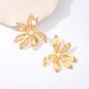 Fashion Metal Large Flowers Irregular Stud Earrings for Women Exaggerated Gold Color Geometric Personality Earrings Zircon Gift