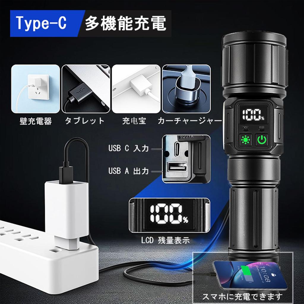 Leistungsstarke Taschenlampe Neueste verbesserte 2000 Lumen Wiederaufladbare Taschenlampe mit 5000mAh Lithium-Batterie Leistungsstarke LED Bis zu 15 Stunden IPX6 9 Dimmstufen