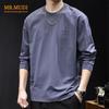 MR.MUDI Men's Minimalist Crew Neck Long Sleeve T-Shirt